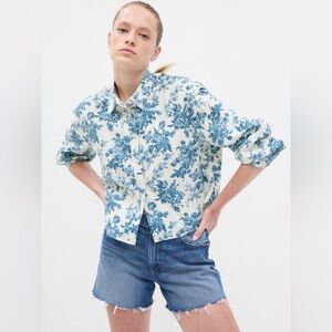 Gap × LoveShackFancy Organic Cotton Cropped Shirt, Size M